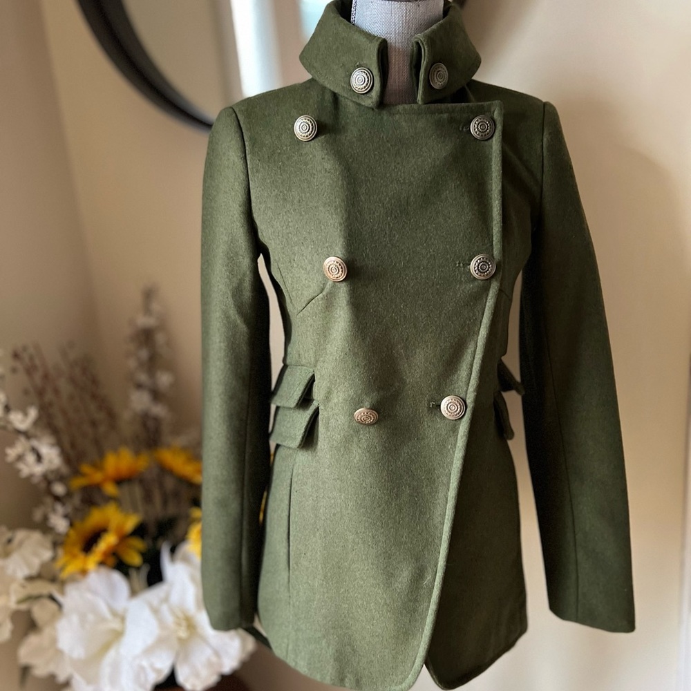 Altar’d State Dark Green Double Breast Coat. Size Small